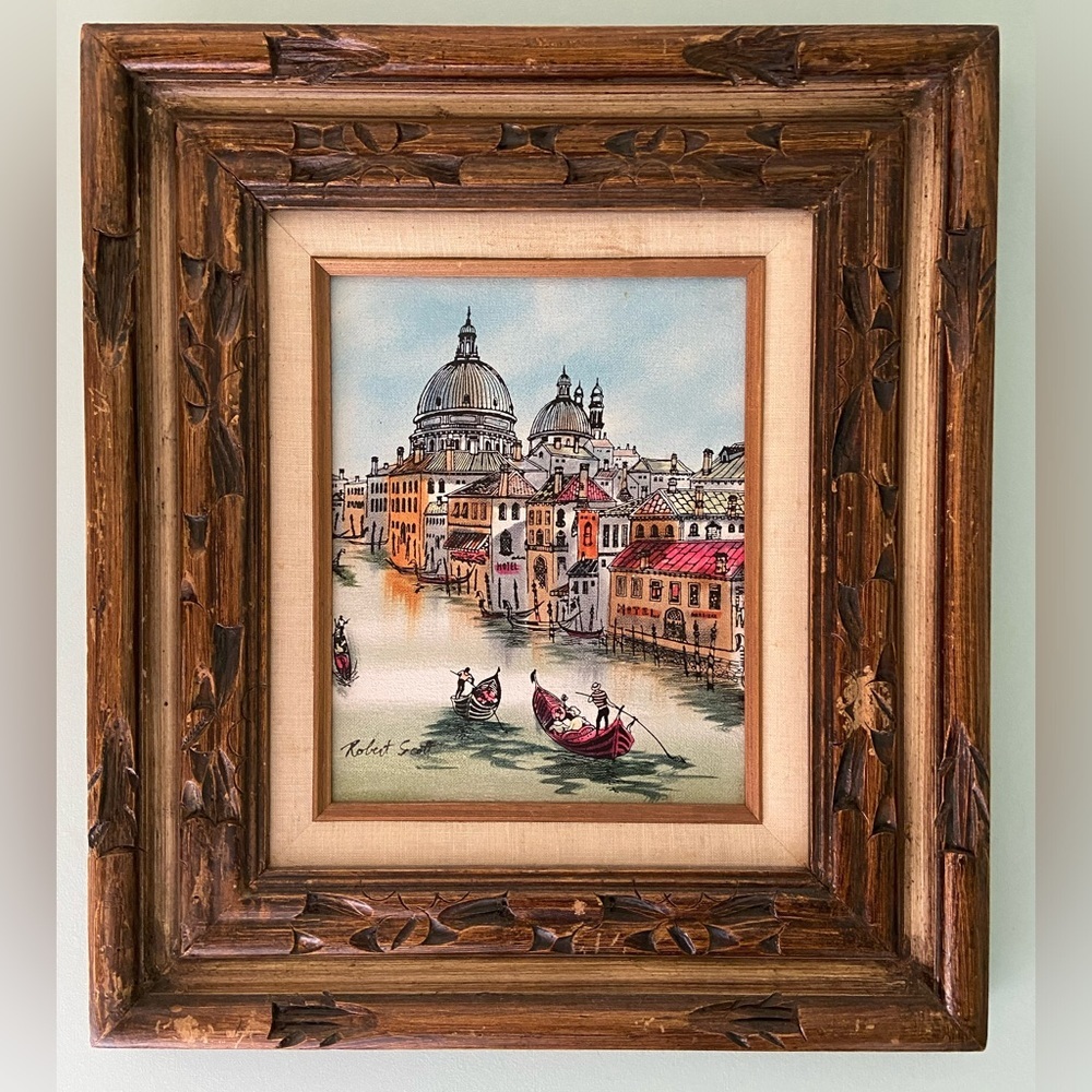 ORIGINAL Robert Scott Grand Canal Venice Italy Painting 15x16.5” Framed Vintage